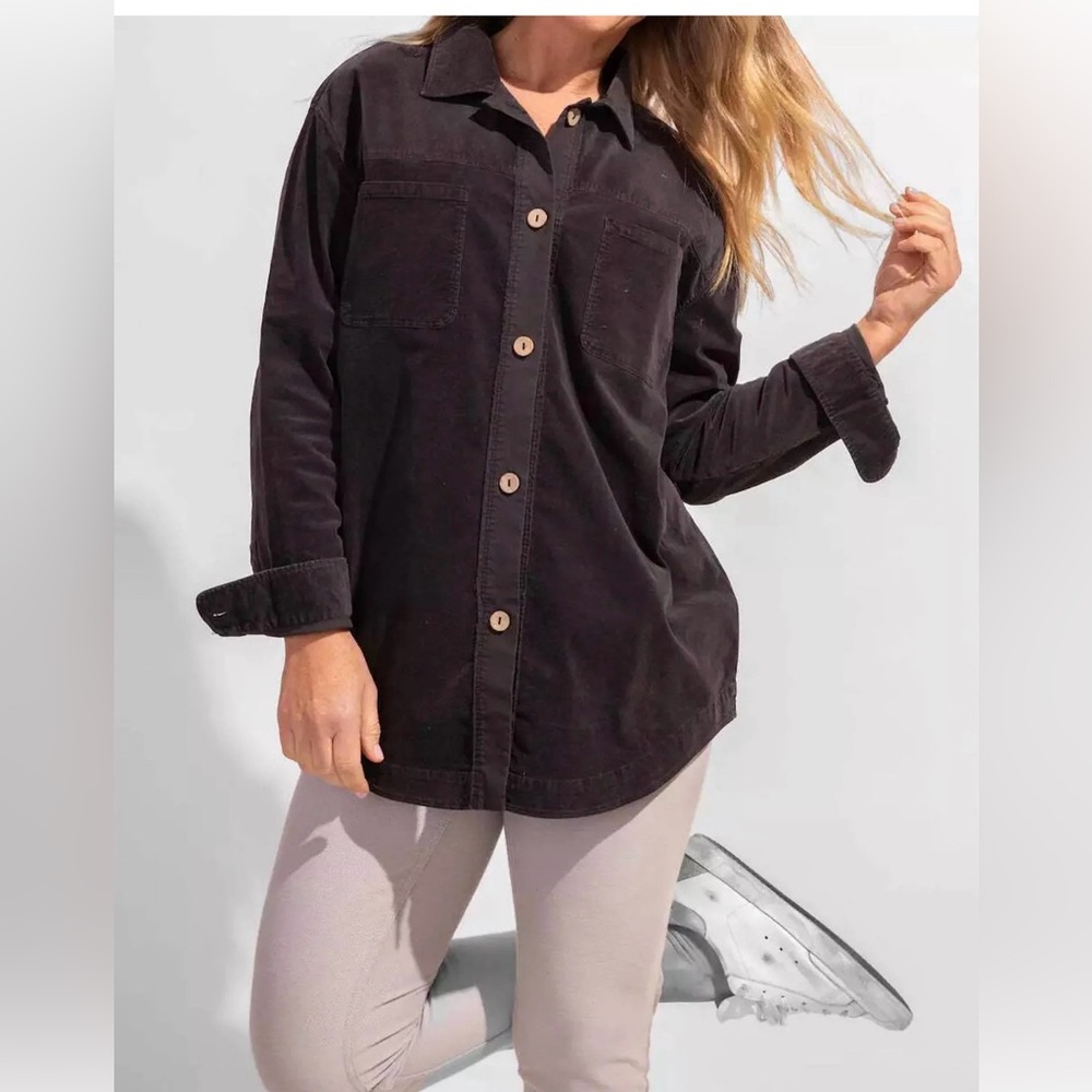Brown Corduroy Shacket with Relaxed Fit